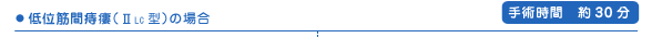 低位筋間痔瘻（ⅡLC型）の場合　手術時間　約30分