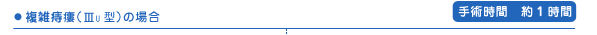 複雑痔瘻（ⅢU型）の場合　手術時間　約1時間